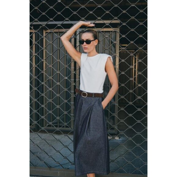 ZARA CONTRAST DRESS WITH BELT - Picture 1 of 7